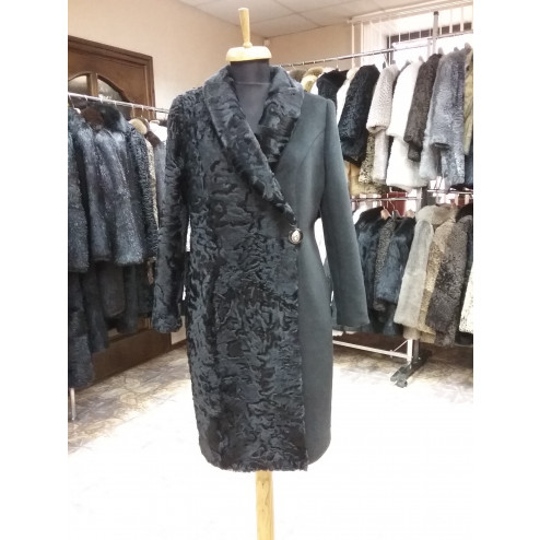 Пальто-Шуба из каракуля комбинированная сукнном