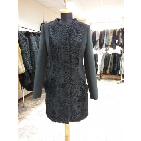 Пальто-Шуба из каракуля комбинированная драпом