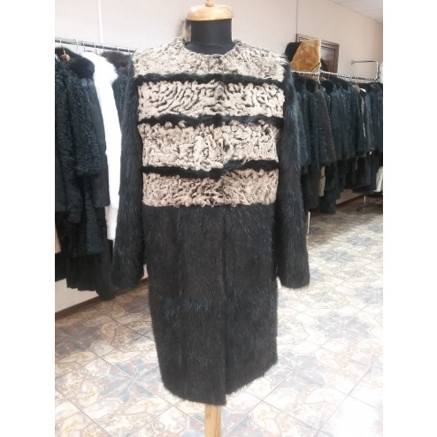 Полупальто из каракуля комбинированная