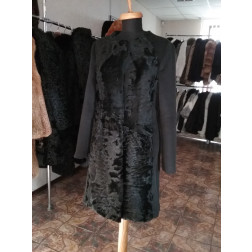 Пальто-Шуба из каракуля комбинированная драпом