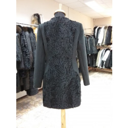 Пальто-Шуба из каракуля комбинированная драпом