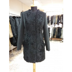 Пальто-Шуба из каракуля комбинированная драпом